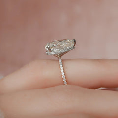3.50CT Pear Cut Hidden Halo Moissanite Engagement Ring