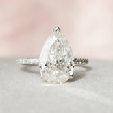 Pear Cut Hidden Halo 3.50CT Pave Lab-Grown Diamond Engagement Ring