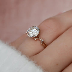 2.50CT Twig Round Moissanite Nature Inspired Branch Engagement Ring