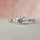 Round Cut Solitaire 1.0CT Lab-Grown Pave Diamond Engagement Ring