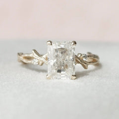 2.0CT Radiant Cut Nature Inspired Twisted Moissanite Engagement Ring