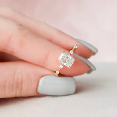 1.50CT Radiant Cut Moissanite Diamond Unique Solitaire Engagement Ring