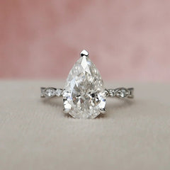 3.0CT Pear Cut Art Deco Moissanite Unique Engagement Ring