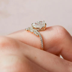 1.50CT Pear Cut Moissanite Chevron Vintage Engagement Ring