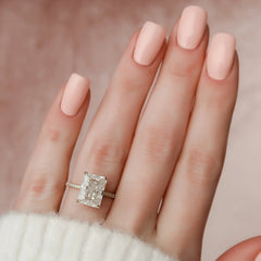 5.0CT Radiant Cut Hidden Halo Moissanite Two Tone Engagement Ring