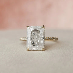 5.0CT Radiant Cut Hidden Halo Moissanite Two Tone Engagement Ring