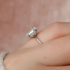 1.50CT Oval Cut Moissanite Solitaire Halo Bridal Engagement Ring Set