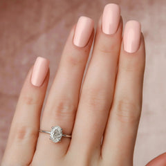 1.50CT Oval Cut Moissanite Solitaire Halo Bridal Engagement Ring Set