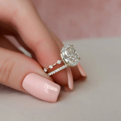 3.0CT Oval Cut Moissanite Bridal Engagement Ring Set