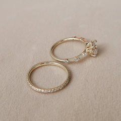 1.50CT Round Brilliant Cut Moissanite Halo Bridal Engagement Ring Set