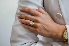 4.0CT Oval Cut Bezel Set Moissanite Solitaire Engagement Ring