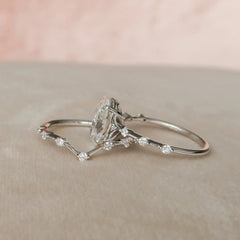 3.0CT Oval Cut Moissanite Eternity Bridal Engagement Ring Set