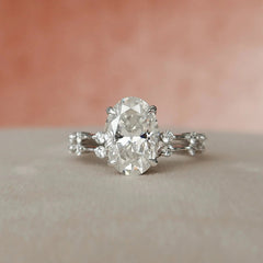 3.0CT Oval Cut Moissanite Eternity Bridal Engagement Ring Set