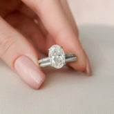 3.50CT Oval Cut Moissanite Halo Eternity Pave Bridal Engagement Ring Set