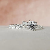 2.50CT Round Cut Moissanite Halo Eternity Bridal Engagement Ring Set