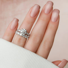 2.50CT Round Cut Moissanite Halo Eternity Bridal Engagement Ring Set