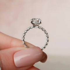2.50CT Round Cut Moissanite Halo Eternity Bridal Engagement Ring Set