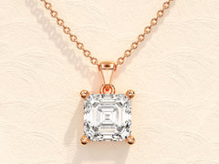 Asscher Cut Diamond Moissanite Necklace for Women