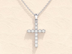 Encrusted Cross Moissanite Diamond Necklace for Women