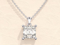 Asscher Cut Diamond Moissanite Necklace for Women