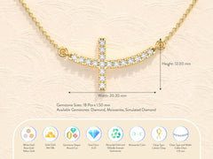 Sideways Cross Diamond Moissanite Necklace for Women