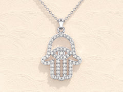 Hamsa Diamond Moissanite Necklace for Women