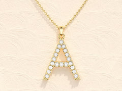 Alphabet Letter Moissanite Diamond Necklace for Women