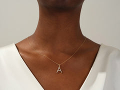 Alphabet Letter Moissanite Diamond Necklace for Women