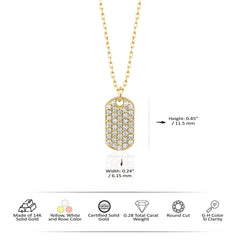 Genuine Diamond Dog Tag Moissanite Diamond Necklace for Women
