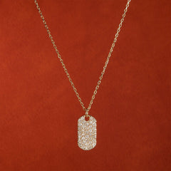 Genuine Diamond Dog Tag Moissanite Diamond Necklace for Women