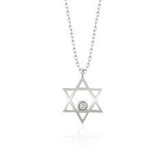 Star of David Moissanite Diamond Necklace for Her