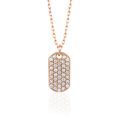 Genuine Diamond Dog Tag Moissanite Diamond Necklace for Women