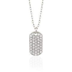 Genuine Diamond Dog Tag Moissanite Diamond Necklace for Women