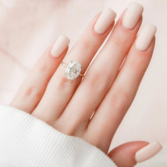 4.0CT Oval Cut Moissanite Hidden Halo Engagement Ring