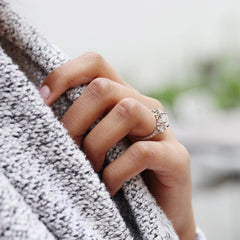 2.0CT Oval Cut Moissanite Three Stone Pave Diamond Engagement Ring