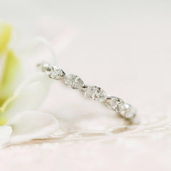 Marquis Cut Moissanite Full Eternity Wedding Band