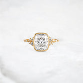 Elegant Cluster 2CT Cushion Cut Bezel Engagement RIng
