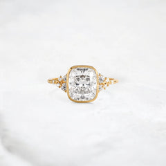 Elegant Cluster 2CT Cushion Cut Bezel Engagement RIng