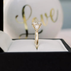 2.0CT Round & Pear Cut Moissanite 3 Stone Engagement Ring