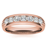 4mm Round Cut Seven Stone Men's Moissanite Wedding Band