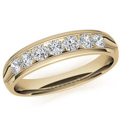 4mm Round Cut Channel Set Seven Stone Diamond Men's Wedding Band