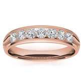 4mm Round Cut Channel Set Seven Stone Diamond Men's Wedding Band