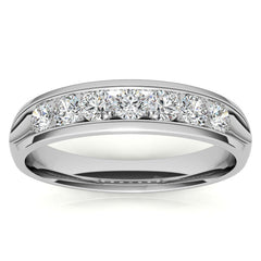 4mm Round Cut Channel Set Seven Stone Diamond Men's Wedding Band