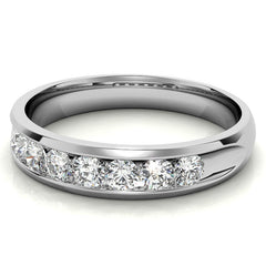 4mm Round Cut Channel Set Seven Stone Diamond Men's Wedding Band
