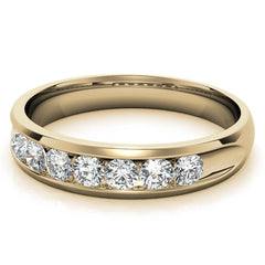 4mm Round Cut Channel Set Seven Stone Diamond Men's Wedding Band