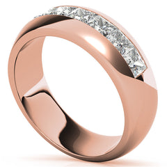 8MM Princess Cut Moissanite Men's Wedding Band in White Gold
