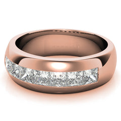 8MM Princess Cut Moissanite Men's Wedding Band in White Gold
