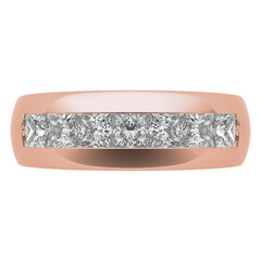 8MM Princess Cut Moissanite Men's Wedding Band in White Gold