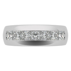 8MM Princess Cut Moissanite Men's Wedding Band in White Gold