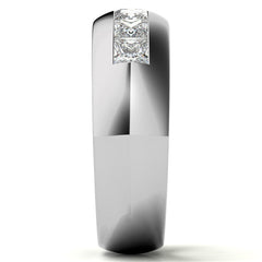 8MM Princess Cut Moissanite Men's Wedding Band in White Gold